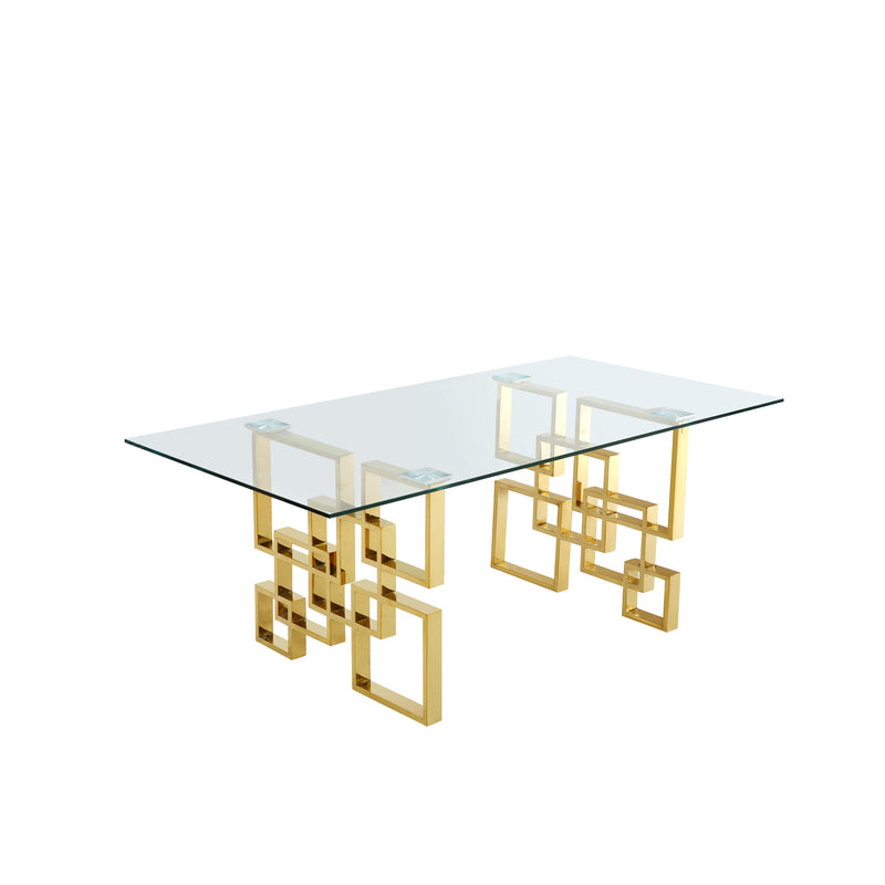 Meridian Pierre Dining Table with Glass Top and Pedestal Base 714-T IMAGE 1