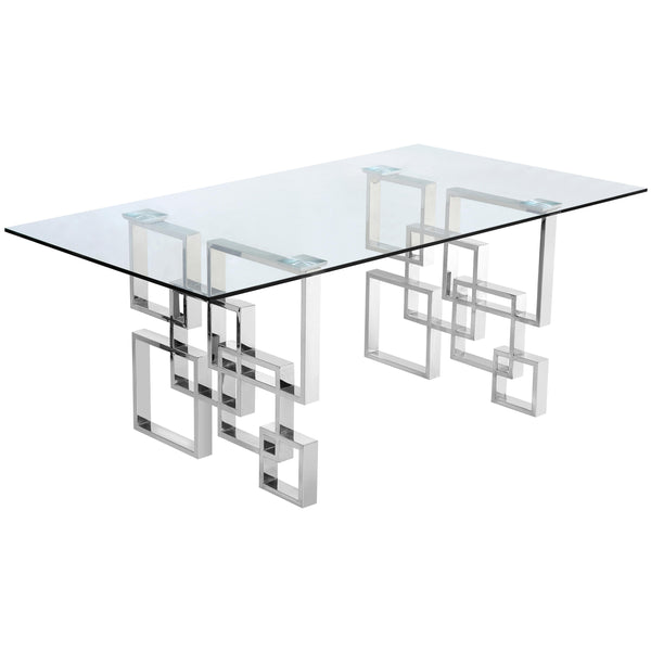 Meridian Alexis Dining Table with Glass Top and Pedestal Base 731-T IMAGE 1