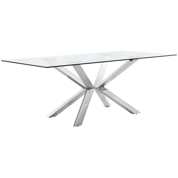 Meridian Juno Dining Table with Glass Top and Pedestal Base 732-T IMAGE 1