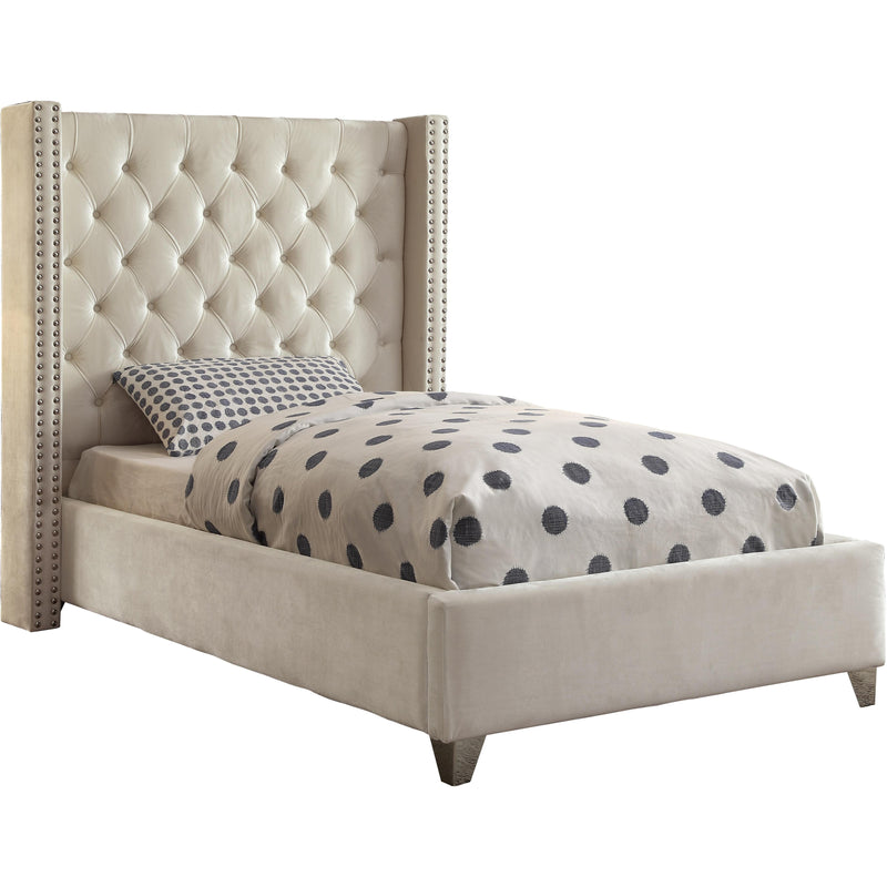 Meridian Aiden Twin Upholstered Platform Bed AidenCream-T IMAGE 1