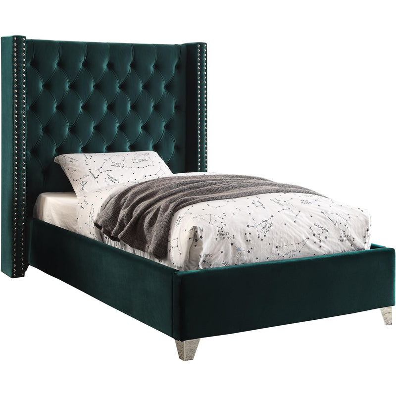 Meridian Aiden Twin Upholstered Platform Bed AidenGreen-T IMAGE 1
