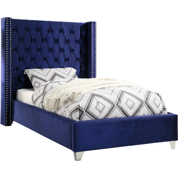 Meridian Aiden Twin Upholstered Platform Bed AidenNavy-T IMAGE 1