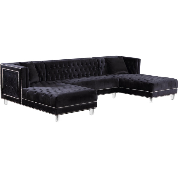 Meridian Moda Fabric 3 pc Sectional 631Black-Sectional IMAGE 1