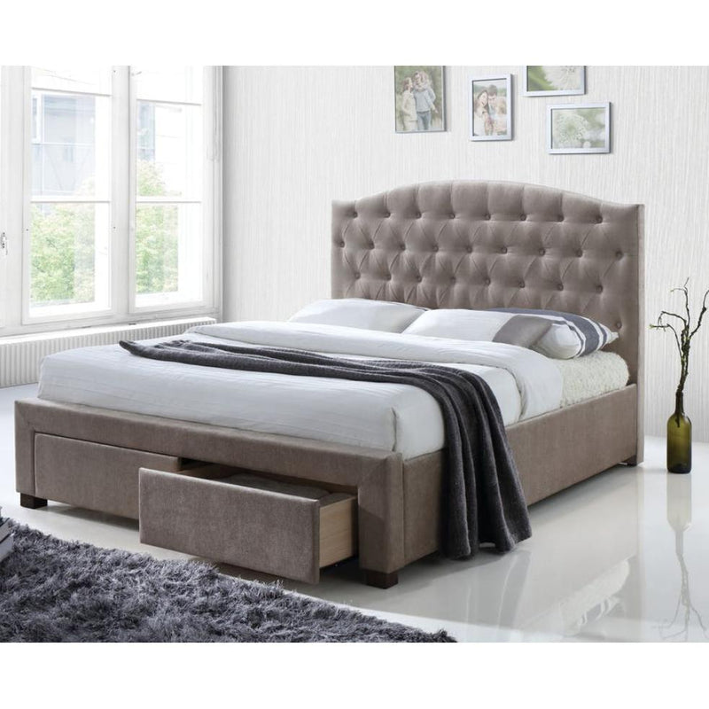 Acme Furniture Denise King Upholstered Panel Bed with Storage 25667EK IMAGE 2