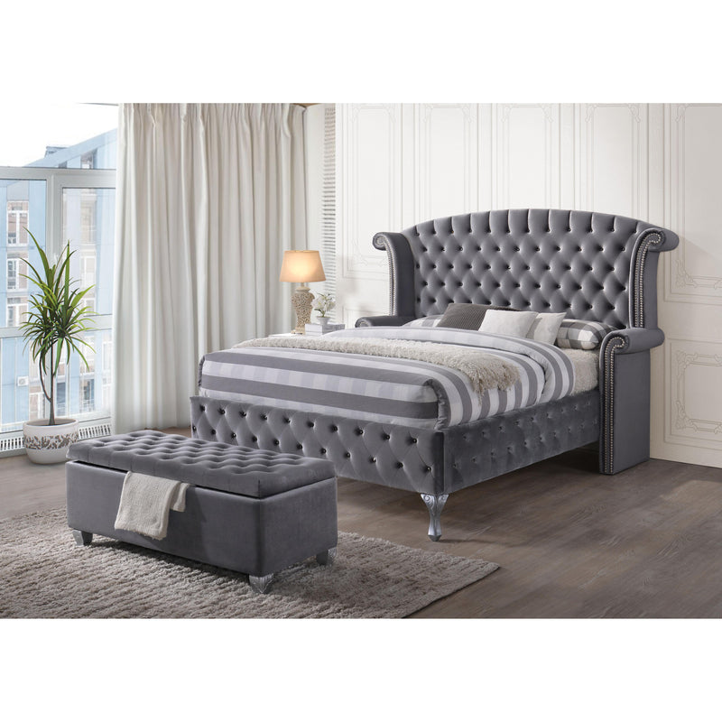 Acme Furniture Rebekah Queen Upholstered Platform Bed 25820Q IMAGE 3