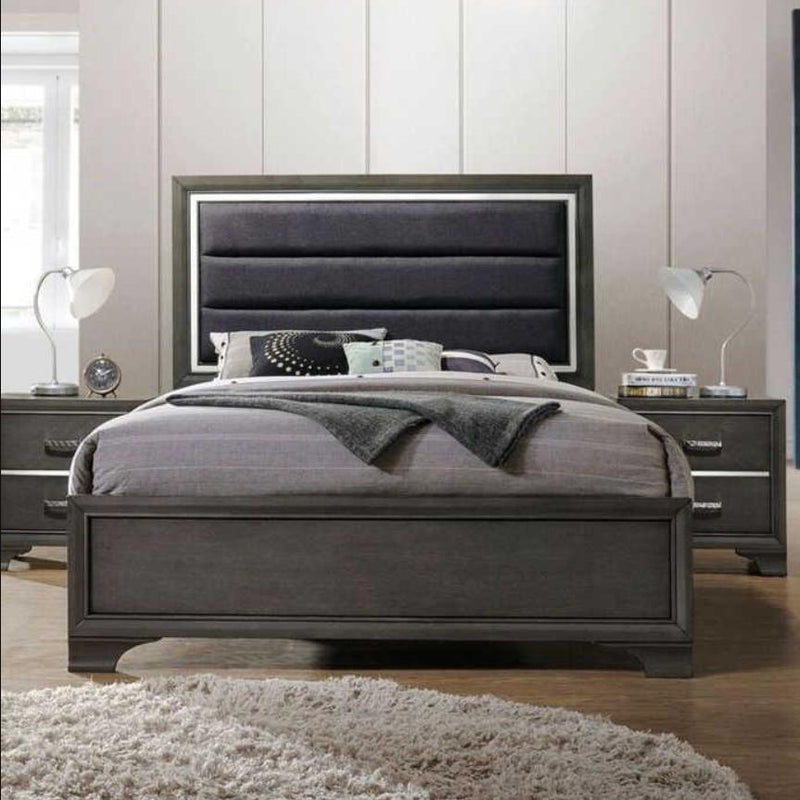 Acme Furniture Carine King Upholstered Panel Bed 26257EK IMAGE 1