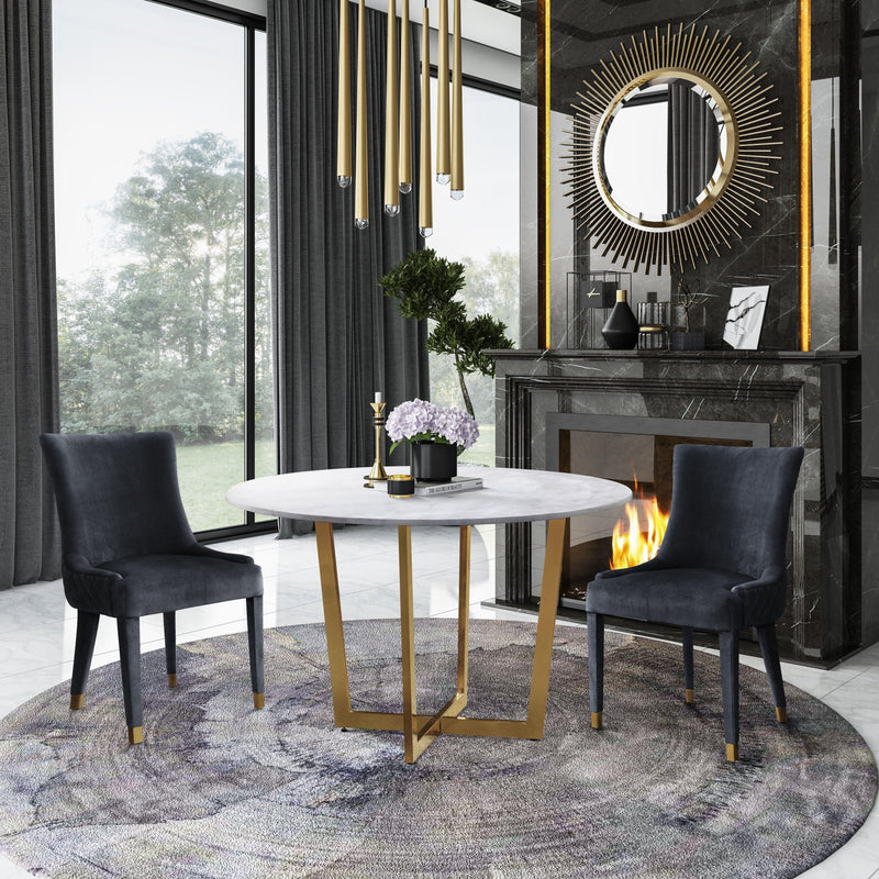 TOV Furniture Round Maxim Dining Table with Marble Top and Pedestal Base TOV-G5463 IMAGE 5