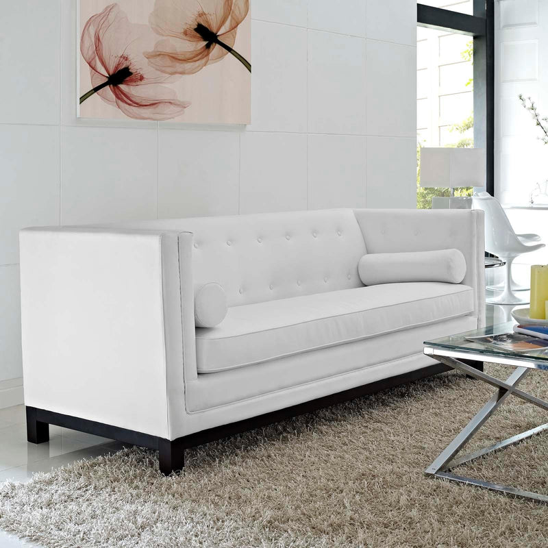 Modway Furniture Imperial Stationary Bonded Leather Sofa EEI-1421-WHI IMAGE 4