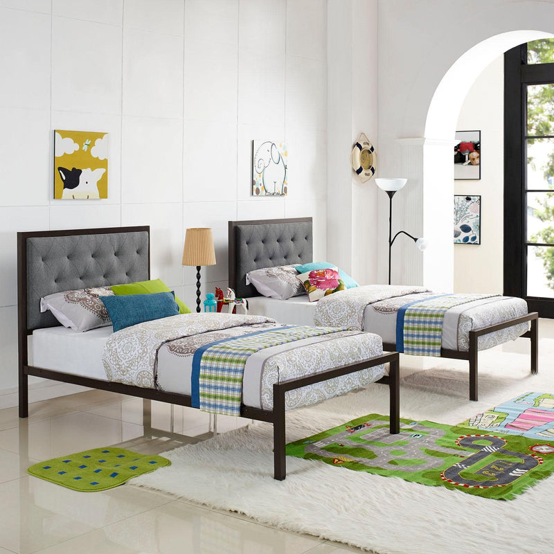 Modway Furniture Mia Twin Upholstered Bed MOD-5178-BRN-GRY-SET IMAGE 10