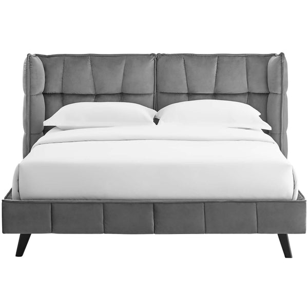 Modway Furniture Makenna Queen Upholstered Platform Bed MOD-6081-GRY IMAGE 1