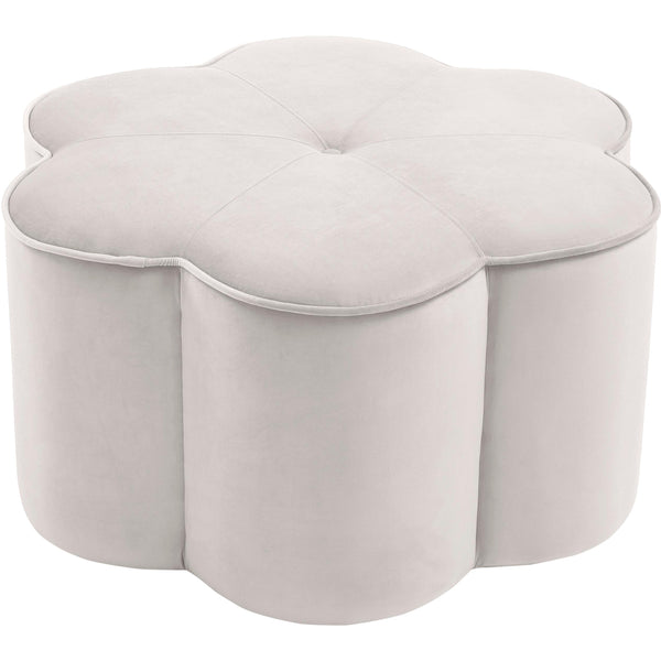 Meridian Daisy Fabric Ottoman 172Cream IMAGE 1