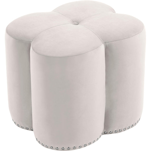 Meridian Clover Fabric Ottoman 173Cream IMAGE 1
