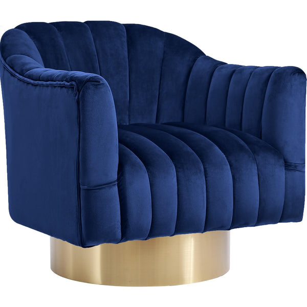 Meridian Farrah Swivel Fabric Accent Chair 520Navy IMAGE 1