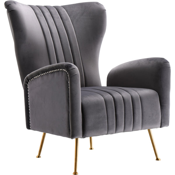 Meridian Opera Stationary Fabric Accent Chair 532Grey IMAGE 1