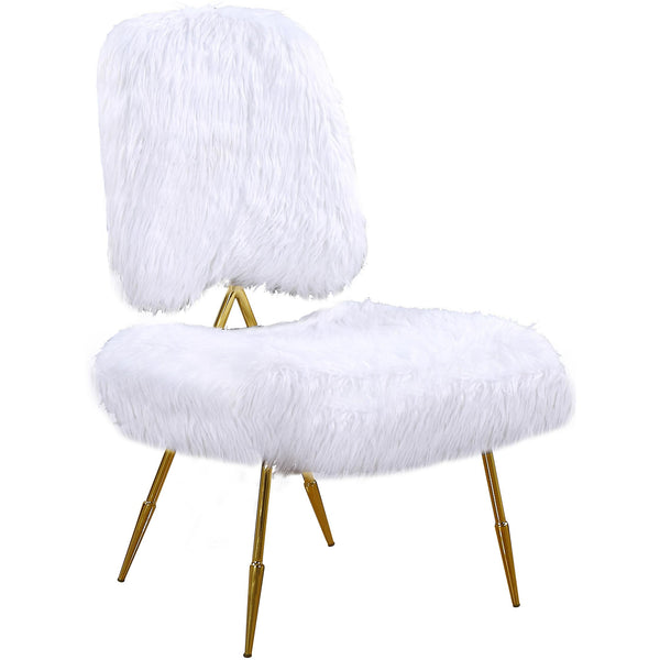 Meridian Magnolia Stationary Faux Fur Accent Chair 577White IMAGE 1