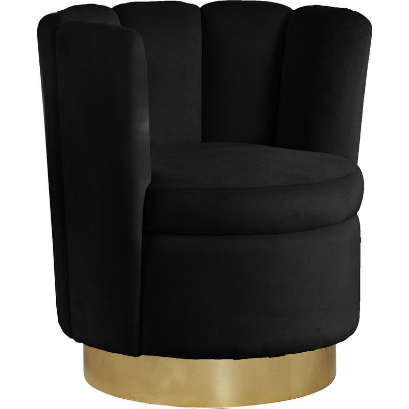 Meridian Lily Swivel Fabric Accent Chair 578Black IMAGE 1