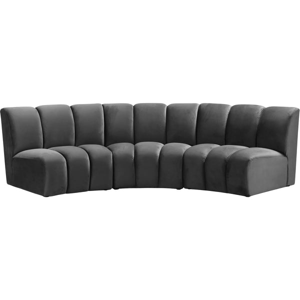 Meridian Infinity Fabric 3 pc Sectional 638Grey-3PC IMAGE 1