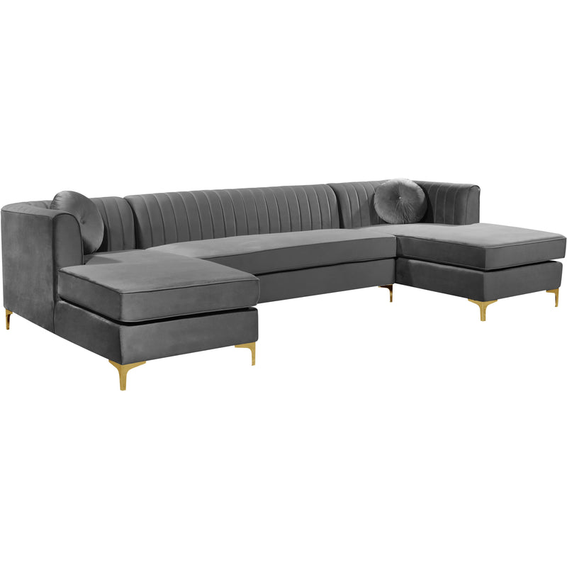 Meridian Graham Fabric 3 pc Sectional 661Grey-Sectional IMAGE 1