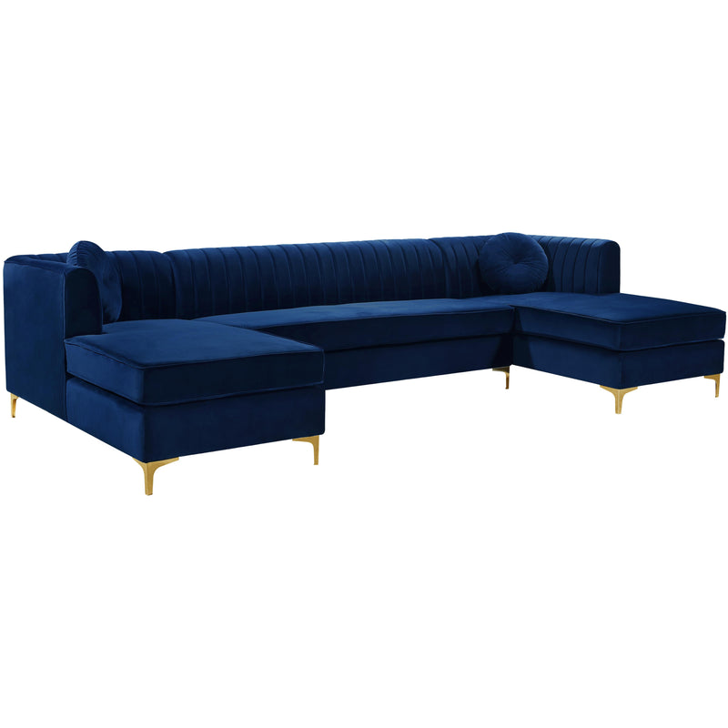 Meridian Graham Fabric 3 pc Sectional 661Navy-Sectional IMAGE 1