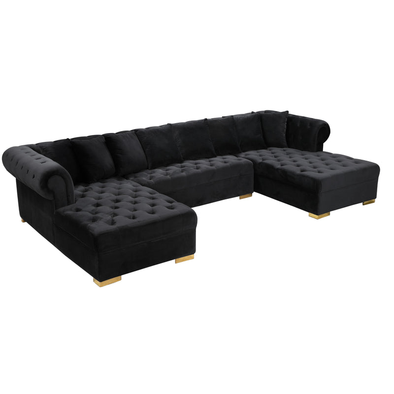 Meridian Presley Fabric 3 pc Sectional 698Black-Sectional IMAGE 1