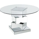 Meridian Round Haven Dining Table with Glass Top and Pedestal Base 726-T IMAGE 1
