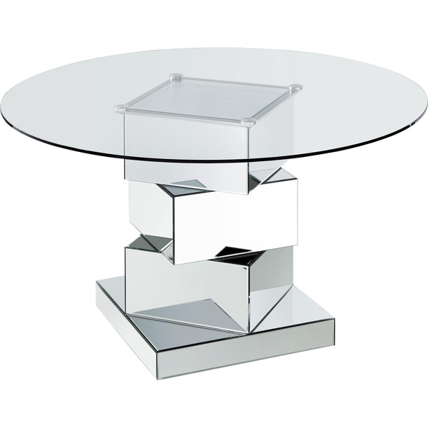 Meridian Round Haven Dining Table with Glass Top and Pedestal Base 726-T IMAGE 1
