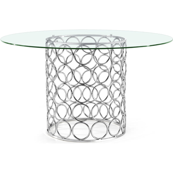 Meridian Round Opal Dining Table with Glass Top and Pedestal Base 736-T IMAGE 1