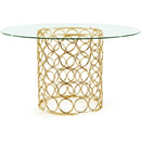 Meridian Round Opal Dining Table with Glass Top and Pedestal Base 737-T IMAGE 1