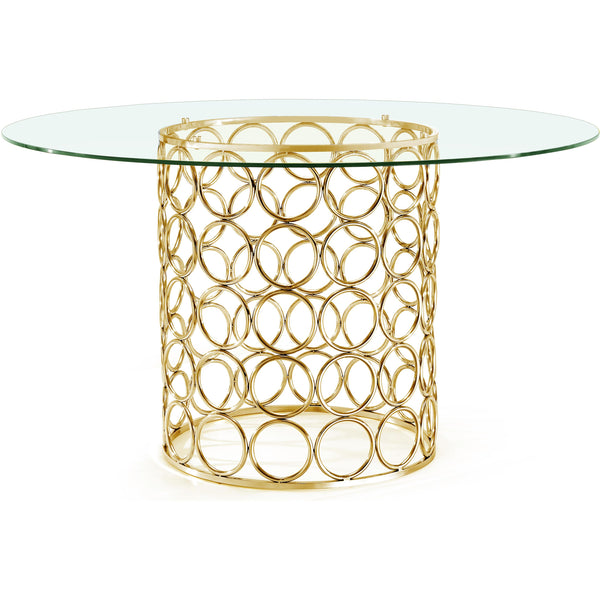 Meridian Round Opal Dining Table with Glass Top and Pedestal Base 737-T IMAGE 1