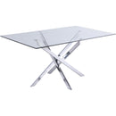 Meridian Xander Dining Table with Glass Top and Pedestal Base 901-T IMAGE 1