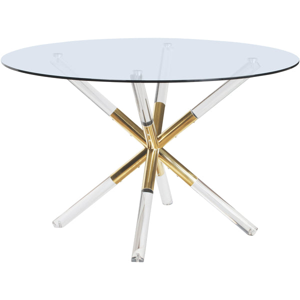 Meridian Round Mercury Dining Table with Glass Top and Pedestal Base 916-T IMAGE 1