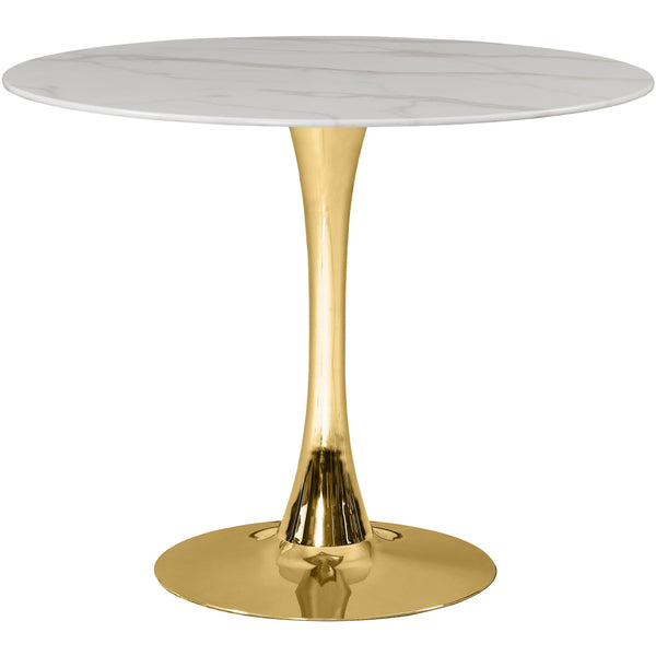 Meridian Round Tulip Dining Table with Faux Marble Top and Pedestal Base 971-T IMAGE 1