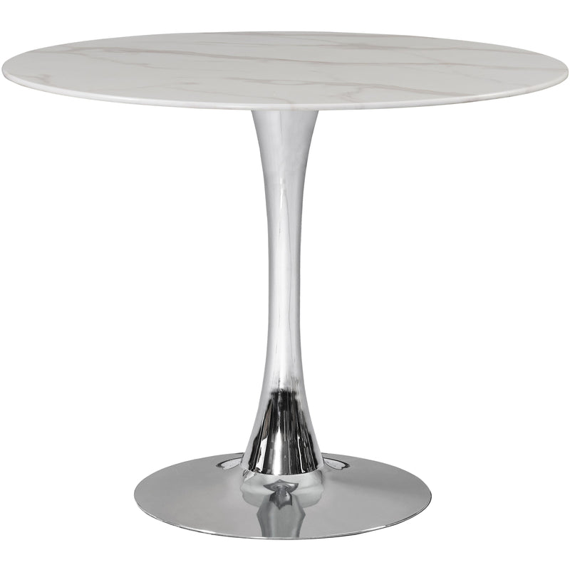 Meridian Round Tulip Dining Table with Faux Marble Top and Pedestal Base 972-T IMAGE 1