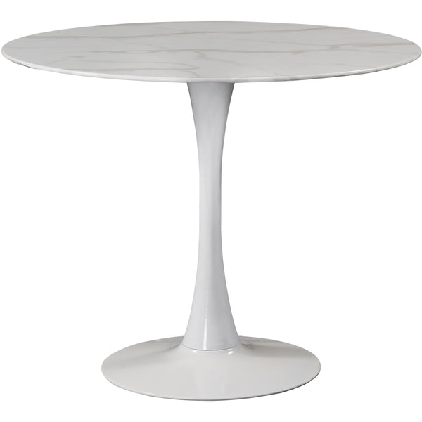 Meridian Round Tulip Dining Table with Faux Marble Top and Pedestal Base 974-T IMAGE 1
