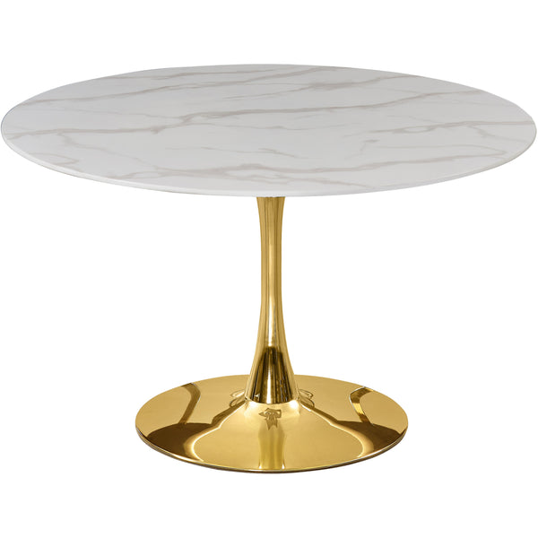 Meridian Round Tulip Dining Table with Faux Marble Top and Pedestal Base 975-T IMAGE 1