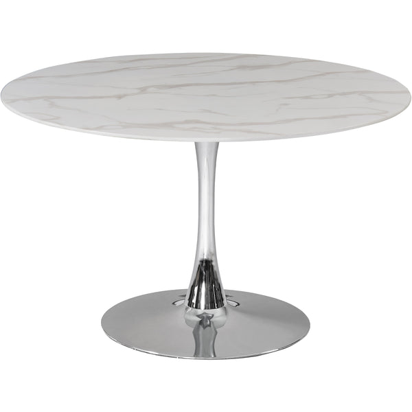 Meridian Round Tulip Dining Table with Faux Marble Top and Pedestal Base 976-T IMAGE 1