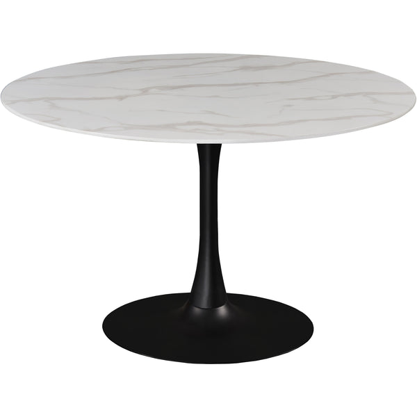 Meridian Round Tulip Dining Table with Faux Marble Top and Pedestal Base 977-T IMAGE 1
