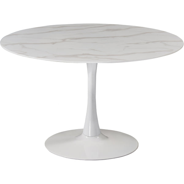Meridian Round Tulip Dining Table with Faux Marble Top and Pedestal Base 978-T IMAGE 1