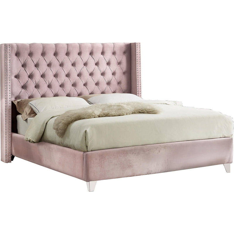 Meridian Aiden King Upholstered Platform Bed AidenPink-K IMAGE 1