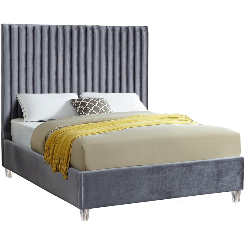 Meridian Candace Queen Upholstered Platform Bed CandaceGrey-Q IMAGE 1