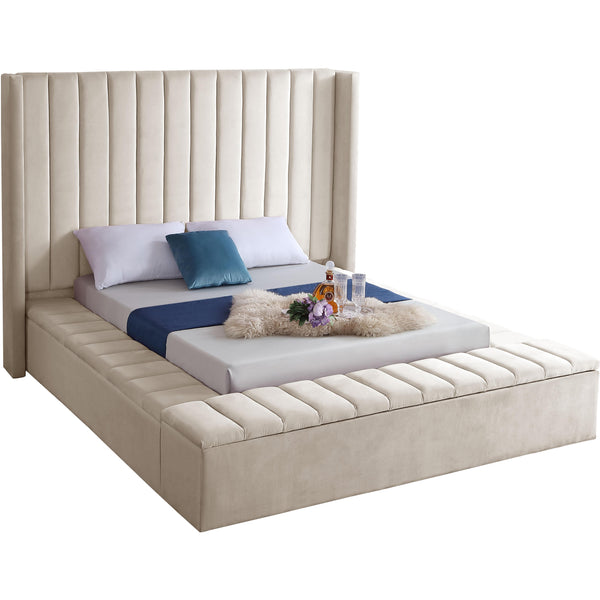 Meridian Kiki King Upholstered Platform Bed KikiCream-K IMAGE 1