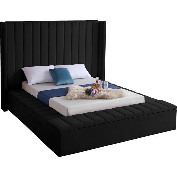 Meridian Kiki Queen Upholstered Platform Bed KikiBlack-Q IMAGE 1