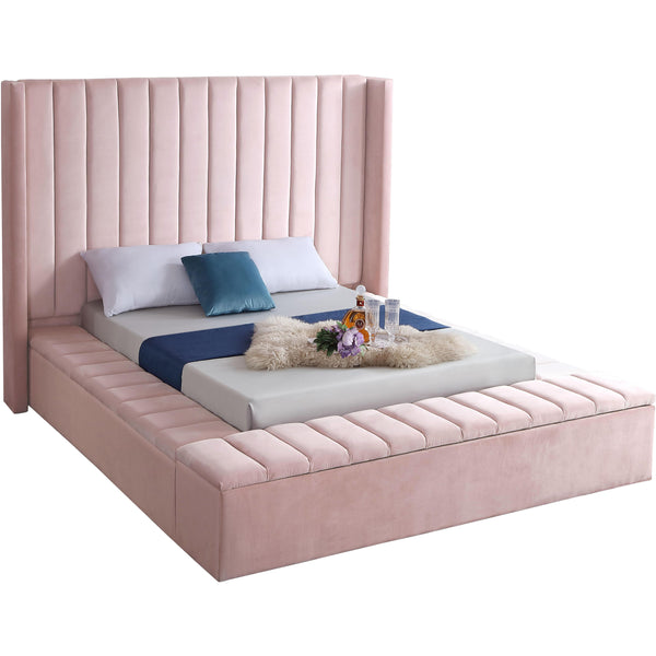 Meridian Kiki Queen Upholstered Platform Bed KikiPink-Q IMAGE 1