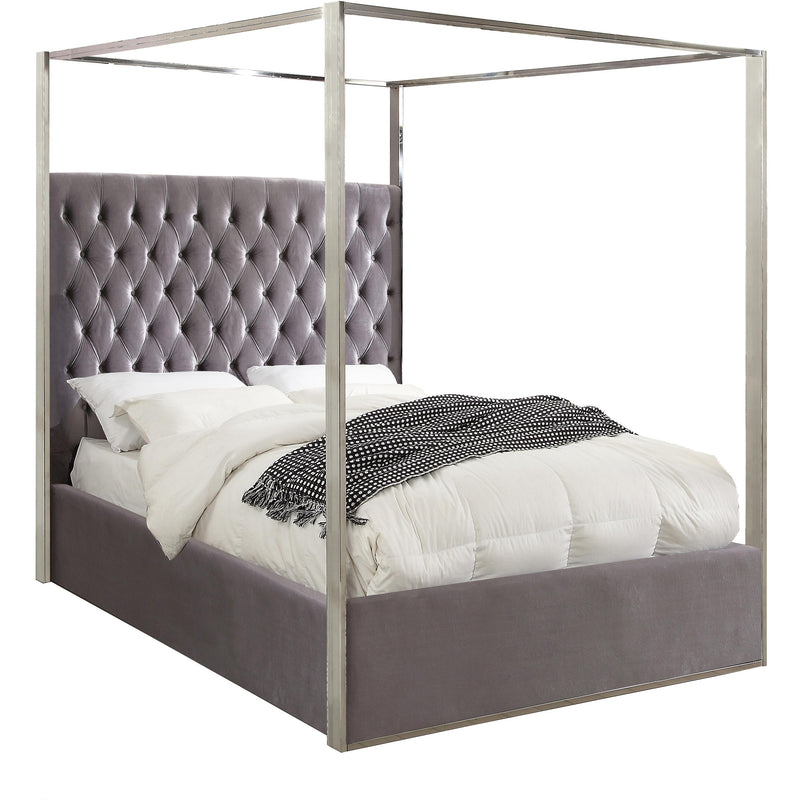 Meridian Porter Queen Upholstered Canopy Bed PorterGrey-Q IMAGE 1