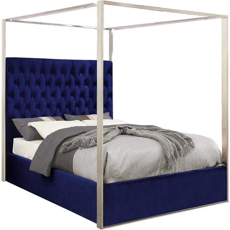 Meridian Porter Queen Upholstered Canopy Bed PorterNavy-Q IMAGE 1