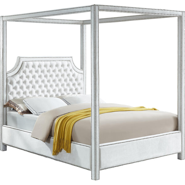 Meridian Rowan King Upholstered Canopy Bed RowanWhite-K IMAGE 1