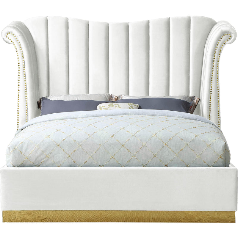 Meridian Flora King Upholstered Platform Bed FloraWhite-K IMAGE 1