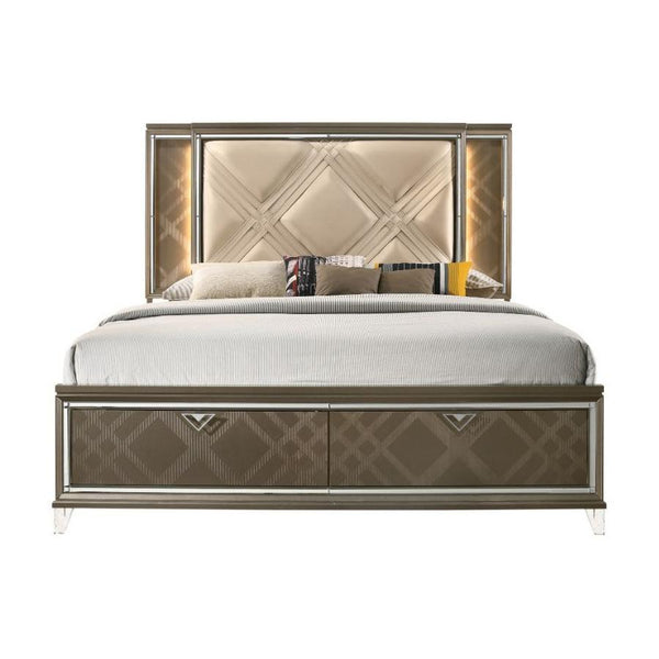 Acme Furniture Skylar Full Upholstered Panel Bed with Storage 25335F IMAGE 1