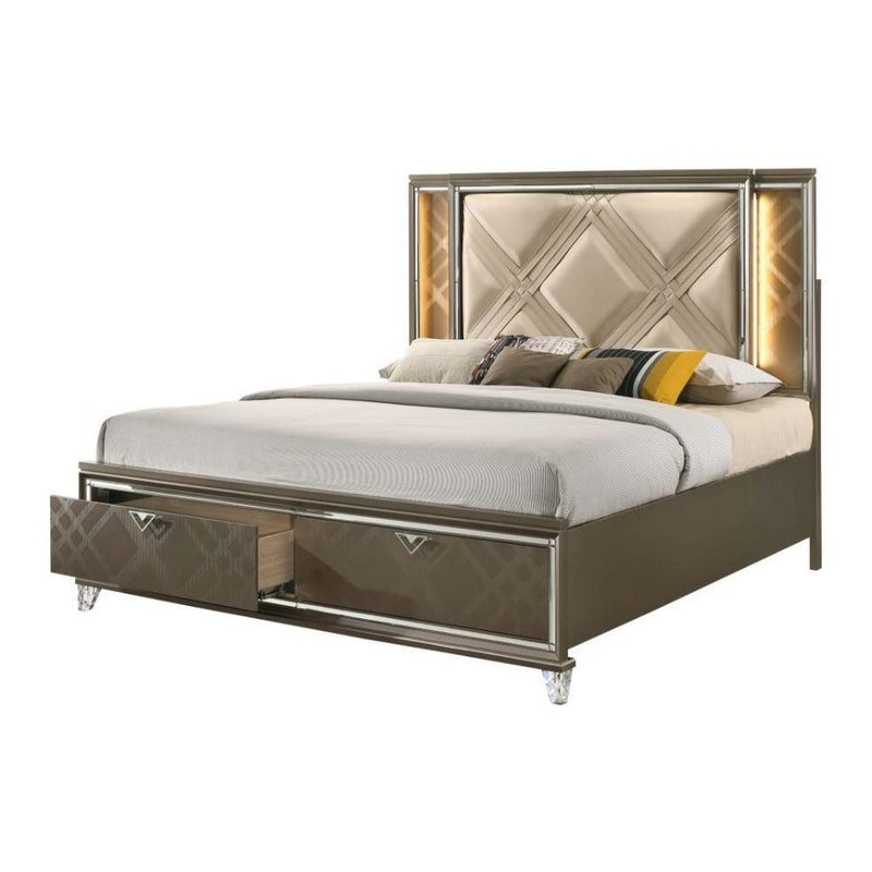 Acme Furniture Skylar Full Upholstered Panel Bed with Storage 25335F IMAGE 2