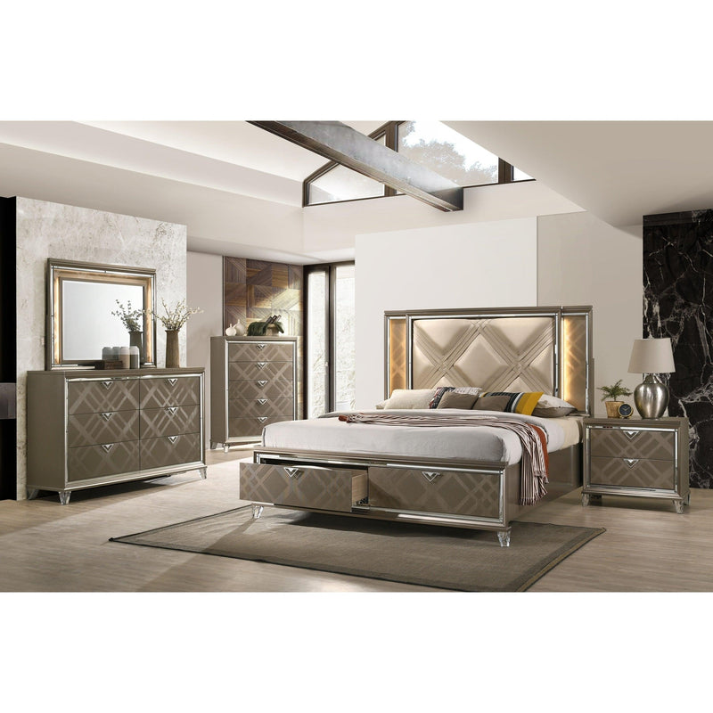 Acme Furniture Skylar Full Upholstered Panel Bed with Storage 25335F IMAGE 5